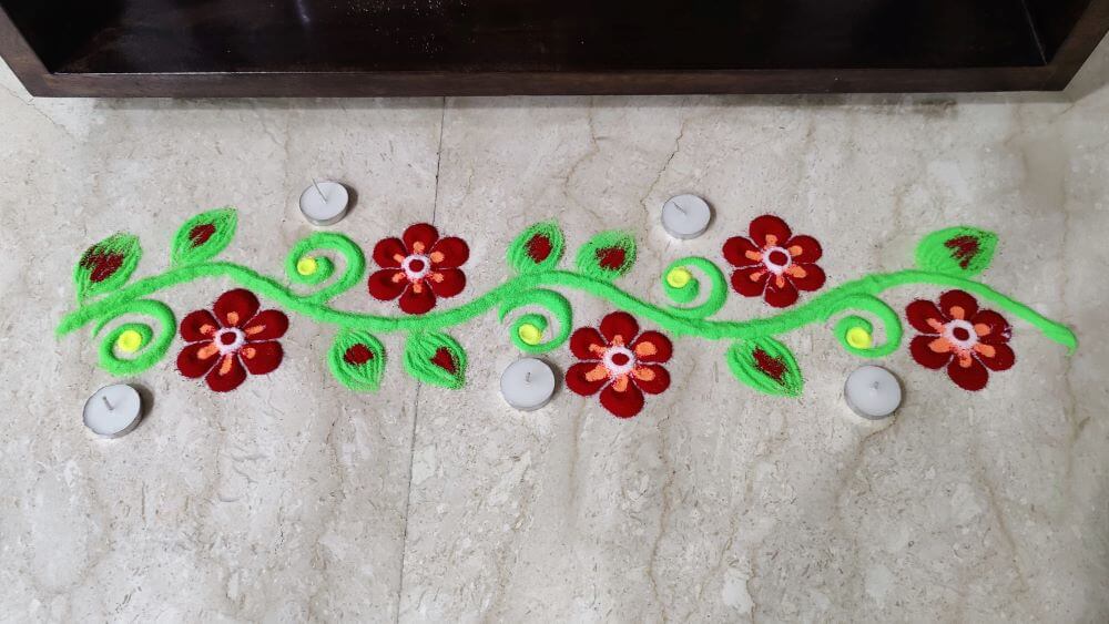 Blumen Rangoli Diwali Neu-Delhi